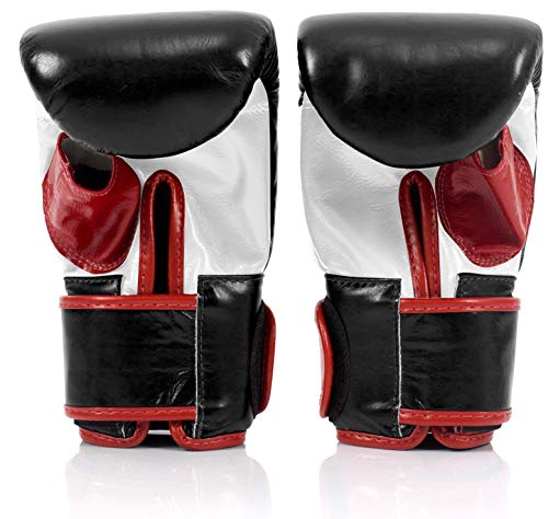 Fairtex Muay Thai Bag Gloves Tgo3 - Super Sparring Bag Gloves - Open Thumb - Black/White/Red, Large #TOP1