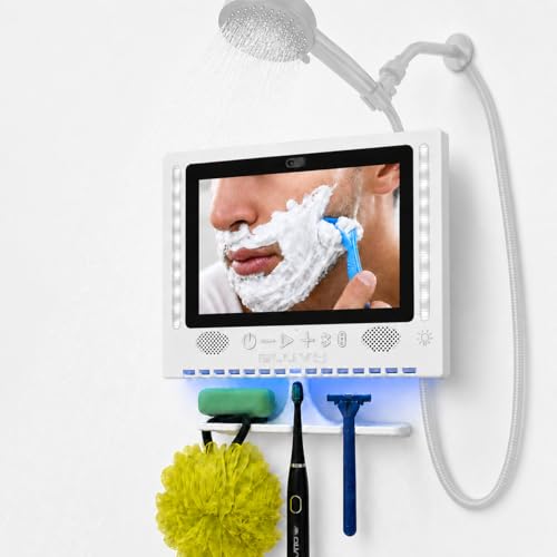 BLUVY Shower Mirror - Smart Fogless Shower Mirror,with LED Lights, Bluetooth Speakers, Tablet Functionality Mirror is More Than just a Mirror – It's a Game-Changer for Your Shower Experience!