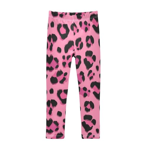 Pink Cheetah Leopard Texture Girls Leggings Soft Stretch Workout Yoga Dance Pants for Kids Casual Tights