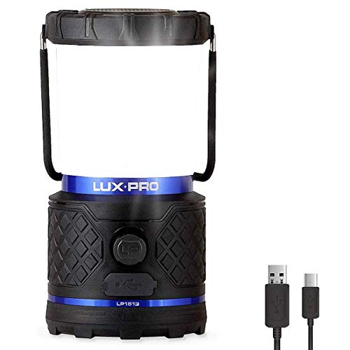 LUXPRO LP1513 Rechargeable Camping Lantern with Diffused Lens and Power Bank