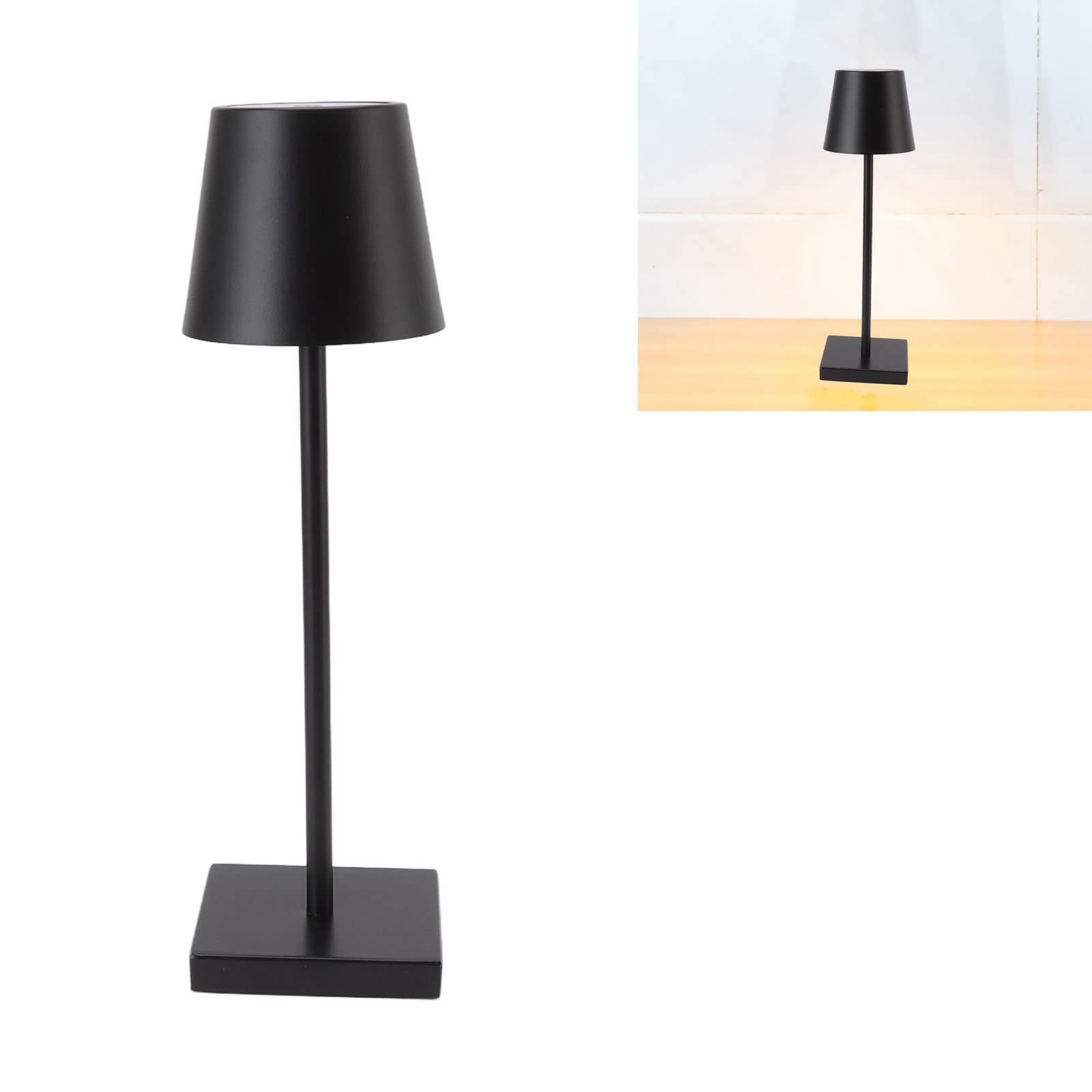 Lámpara de mesa LED de metal portátil, lámpara de escritorio de metal inalámbrica, lámpara táctil LED moderna, simple, recargable, alto brillo, interruptor táctil regulable, lámpara de me