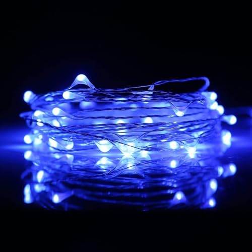 Image of Lexton 10 Meter LED Copper String Light | USB Powered Fairy Lights | Decorative Lights for Diwali, Festival, Home, Balcony & Outdoor Decoration (Blue, Pack of 1)