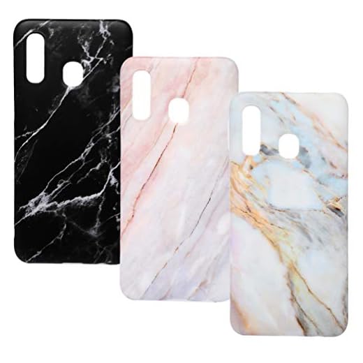 ToneSun Fodral för Samsung Galaxy A40, 3X målad mobiltelefonfodral fodral, silikon skal skyddsfodral mobilväska kristall klar transparent skydd i trädfärg, lila grå, svart och vit