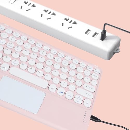 Image of Bluetooth Keyboard with Touchpad for iPad Tablet, Wireless Rechargeable Portable Keyboard for iOS Android Windows, Slim Lightweight Travel Keyboard with Built-in Trackpad