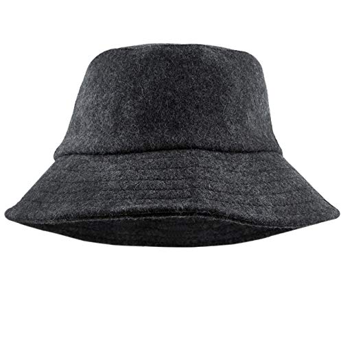 Samtree Winter Wool Bucket Hat For Women Men, Casual Warm Woolen Unisex Outdoor Fisherman Cap, Deep Grey #TOP28