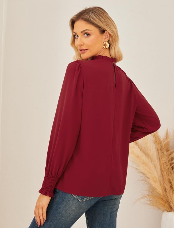 GRACE KARIN Women Dressy Long Sleeve Blouse,2025 Fall Business Casual Tops,Pleated Mock Neck Shirts Fashion Work Outfit - Image 10