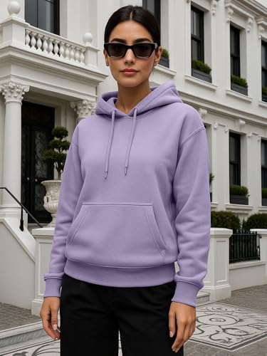 Image of JUNEBERRY Cotton Spun Casual Solid Full Sleeves Women Stylish Hooded Neck Regular Fit Hoodie for Winter
