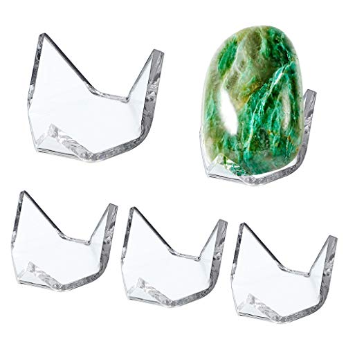 SUMNACON Lot de 5 présentoirs triangulaires en acrylique transparent Geode Rock minéral Agate fossil Corail Taille S Cover
