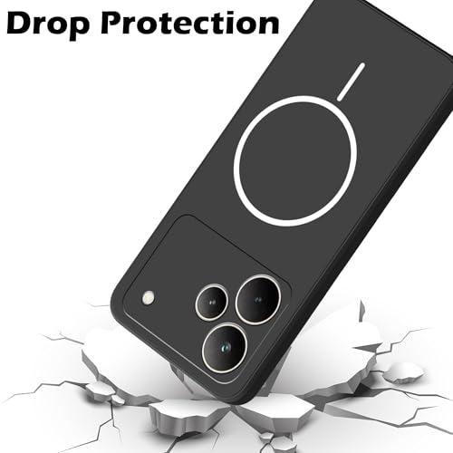 Image of amazon basics Back Cover for Realme P4 5G | Ultra Slim Soft Rubberised Case | Magsafe Logo Printed (Not Magsafe Compatible) | Camera Protection - Black