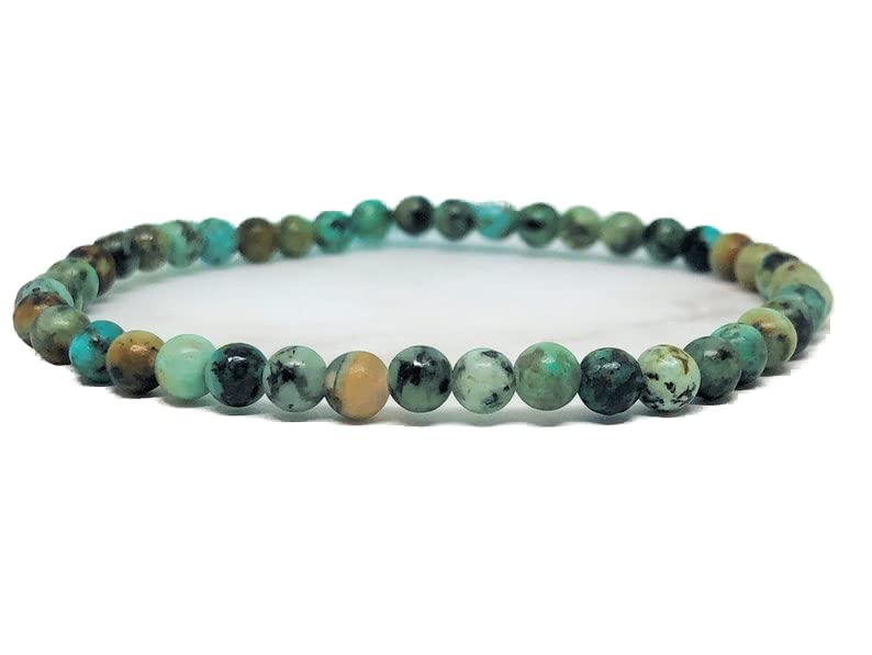 Bracelet en turquoise africaine 4mm, perles rondes et lisses de qualité supérieure
