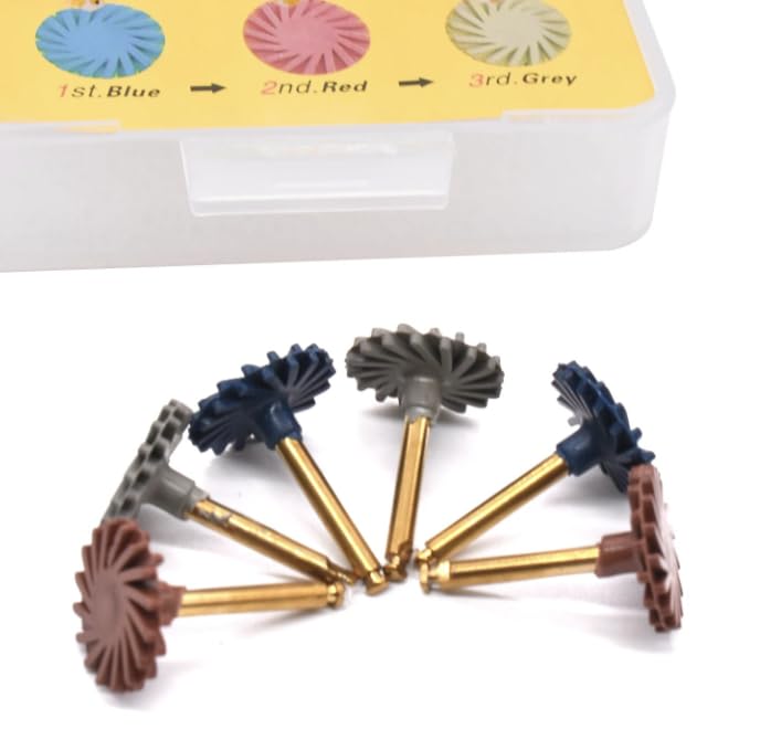 Image of Dental Composite Resin Polishing Disc Polishe Wheels Brush Rubber Disc Kit Spiral Tooth Polisher Diamond System 6PCS