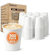 Glotoch disposable paper coffee cups (8oz, 300 pack). Small drinking cups, leak-proof BPA-free fo...