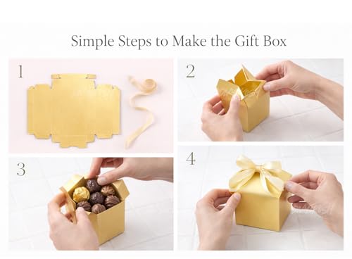 Image of Divyakosh Luxury Gold Gift Boxes Pack of 12 with Satin Ribbon - Premium Gift Boxes for Wedding, Birthday, Baby Shower, Diwali, Party Favors & Elegant Gift Packaging |