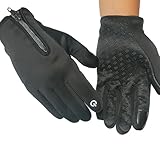 keynoyin Autumn and Winter Sports Warm Fitness Gloves, Touch Screen Cycling Outdoor Gloves - Mountain Climbing Black - XL