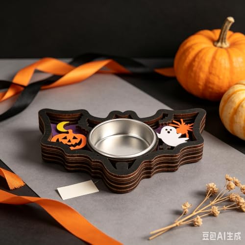 Halloween Candle Holder Bat Shaped Carving Halloween Decorations for Indoor - image 5