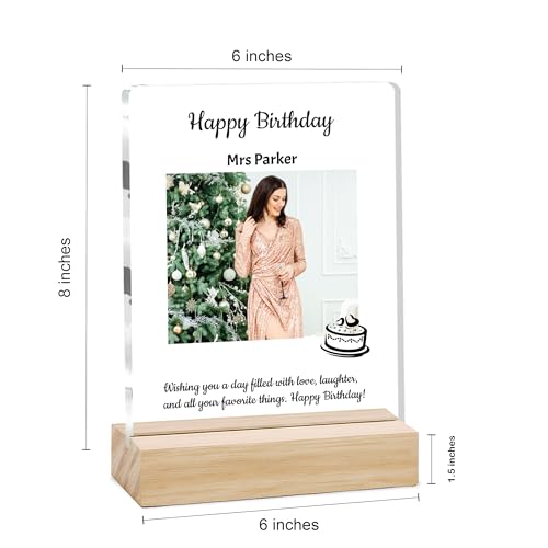 Image of Giftplease Personalized Happy Bithday Photo Plaque with Photo | Custom Friendship Gift with Wooden Stand | Best Friend Birthday Keepsake for Him or Her CS 08