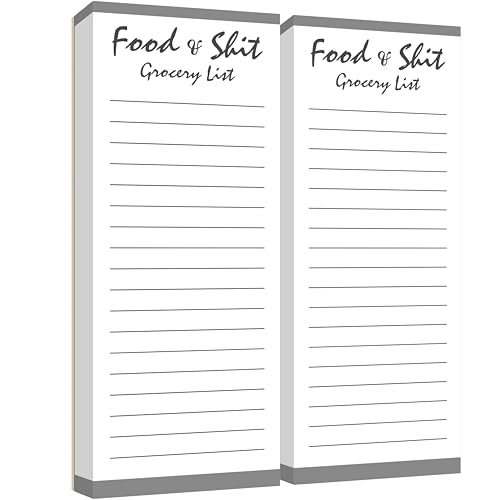 2 Paquetes de Lista de Compras, 200 Hojas de Bloc Magnético Notepad 'Food & Shit' Lista de Compras Divertida, Memo para Desgaste, Planificador de Tareas para Refrigerador (7.6cm x 20cm)