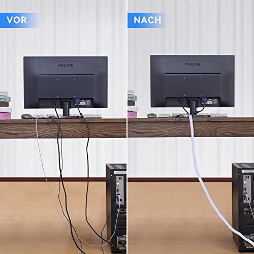 Image of AGPTEK Cable Sleeve, 20ft - 4 /5 inch Cable Management Desk Cord Cover Organizer Wire Hider for Home Office Computer TV Wire Loom Tubing Pet Proof Cord Protector from Cat Dog Chewing, White