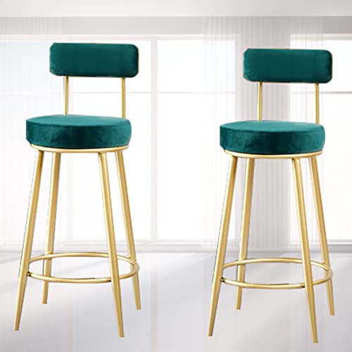 Tabouret de bar en velours vert confortable pour éviter le mal de dos