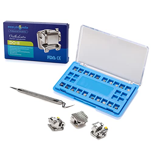 Snawop Orthodontic Self-Ligating Brackets 20Pcs Dental Metal Braces With Open Tools Slot. Roth 022 3-4-5 With Hooks #TOP12