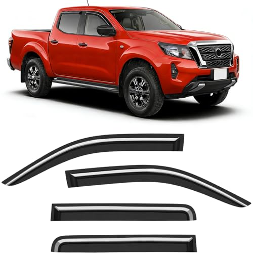 Image of Tape-on Rain Guards Fit for 2005-2021 Nissan Frontier Crew Cab (4 Full-Size Doors) Extra-Thick Window Rain Guard Window Deflectors Window Vent Visors Vent Shades Exterior Car Accessories-4PCS
