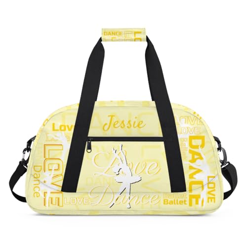 Yellow Dance Bag for Girls Personalized Ballet Duffel Bag for Girls Dancer Small Luggage Bags with Name Dancing Bag Custom Gym Bag Travel Tote Bag for Dancers
