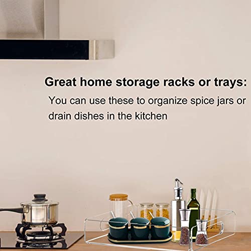 Bandeja de acrílico para servir com alça, organizador de acrílico, bandeja retangular transparente p