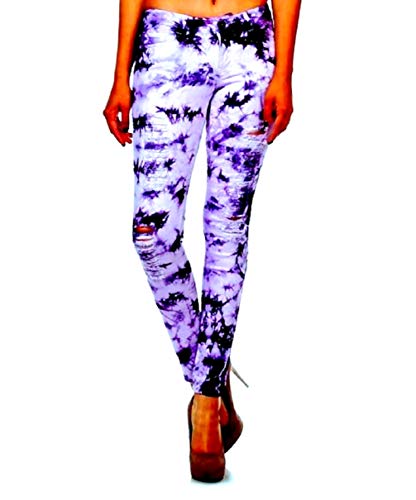 Premium Womens Juniors Blue Acid Tie Dye Denim Jeans Destroy Skinny Ripped Distressed Stretch Pants