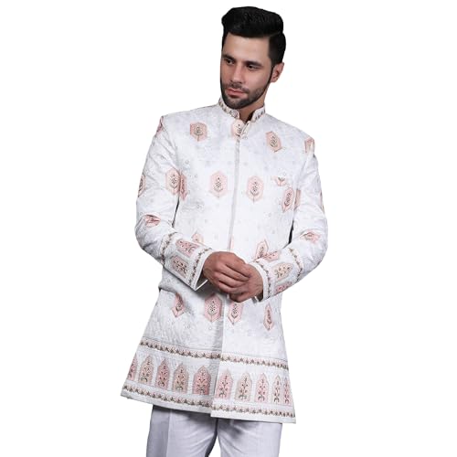 WINTAGE Cotton Silk White Bandhgala