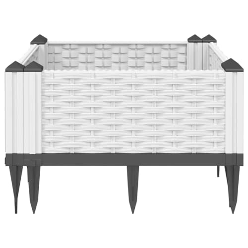 Jardinière Blanche 4 Panneaux Modulables Aspect Rotin Chic