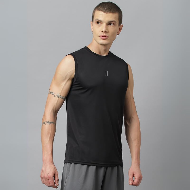Image of ATICX Men's Polyester Sports Sleeveless T Shirt - Gym Vest, Workout Sando, Training Tank Top, Cut Sleeves Quick Dry Tee for Running, Swimming, Badminton, Fitness & Sports