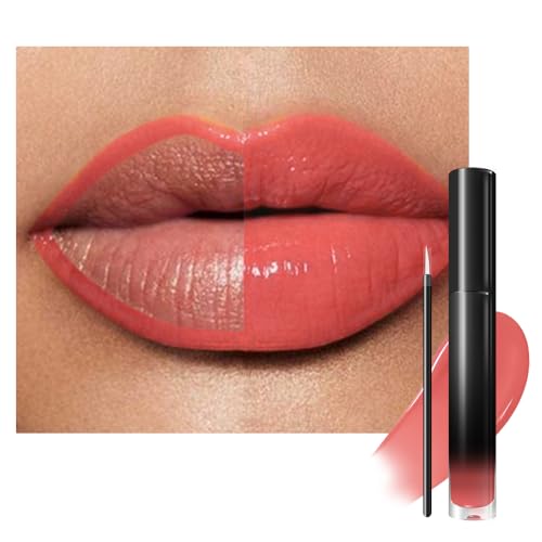 Image of evpct Coral Nude Pink Shiny Longwear No-Budge Liquid Lip Color Lipstick Makeup, Highly Pigmented Color Instant Shine, Waterproof Long Lasting Lipstick Women Lip Stain Gloss with Lip Liner Brush, 20#
