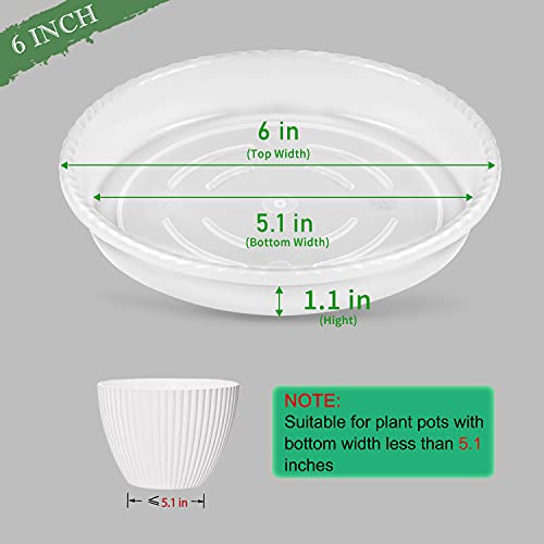 Supking Plant Saucers 6 Pack Of 6 Inch,Sturdy Plastic Plant Drip Trays, Durable Clear Flower Plant Pot Saucer,Perfect Waterproof Plant Tray For Indoor And Outdoor(6'') #TOP1