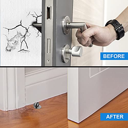 Zorveiio 2 Pieces Satin Nickel Magnetic Door Stop Adhesive Dome Door Stopper, Heavy Duty Door Stop Floor Door Stopper Wall Protetor (1.8 Inch/45.1Mm) #TOP4