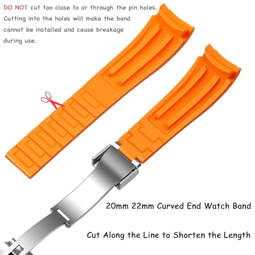 Image of Juntan 18mm 20mm 21mm 22mm Curved End Rubber Watch Band, Tapered Silicone Curved Replacement Watch Strap for Men Women with Metal Classic Diving Buckle