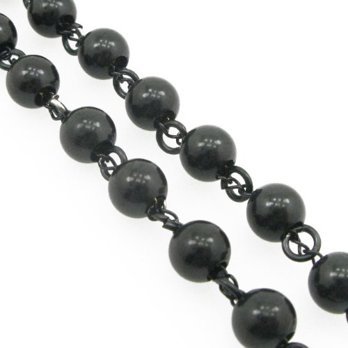 Icedtime Mens Black Stainless Steel Rosary Necklace With Cross - 32" #TOP3
