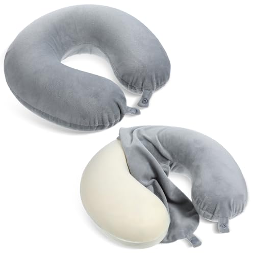 2 Stück U-förmiges Nackenrollenbezug, Nackenrollenbezug für Flugzeugkissen Nackenhörnchen, Wiederverwendbarer Reisekissenbezug Mit Reißverschluss, Waschbar Weich Und Glatt (Kein Füllmaterial)