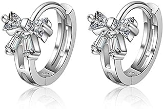 Dainty Butterfly Tiny Cartilage Hoop Earrings for Women Teen Girls Sterling Silver CZ Crystal Bow Knot Huggie Hoops 8mm