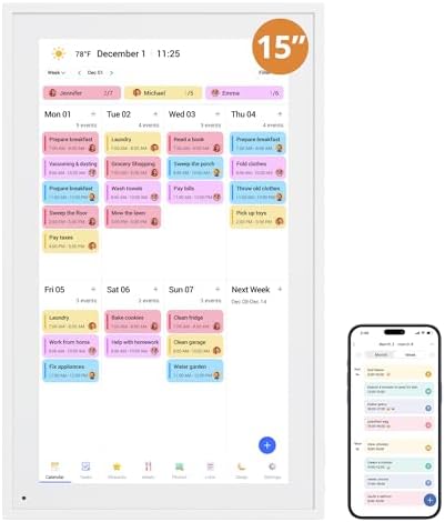Digital Calendar 15.6-inch Smart Chore Chart, Home Electronic Wal...