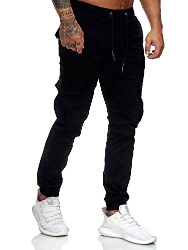 OneRedox Herren Chino Pants Jeans Joggchino Hose Jeanshose Skinny Fit Modell 1033 Schwarz 32 Cover