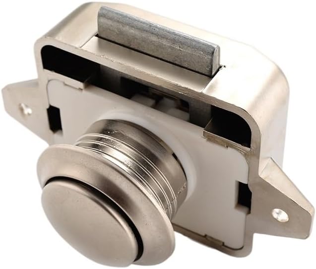 3PCS Camper Car Push Lock Diameter 26mm RV Caravan Boat Motor Cabinet Drawer Latch Button Locks for Furniture Hardware(Pearl nikel)