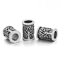 Wuzdy 3 Stück Edelstahl Wikinger Bartperle, Haar Bartperlen Flechten, Innendurchmesser 6 mm, für Haar Flecht Armband Anhänger Halskette Silber DIY Schmuck Haarschmuck, Baum, Vintage Silber