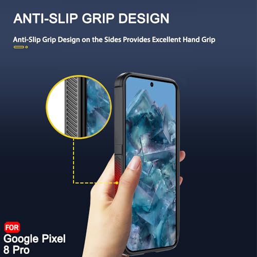 Image of TheGiftKart Liquid Silicon Back Cover Case for Google Pixel 8 Pro | Shockproof Military Grade Protection | Micro-Fibre Cloth On Inner Side | Built-in Anti-Slip Grip Case Cover (TPU, Black)