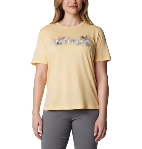 Columbia Women's Bluebird Day Relaxed Crew Neck, Sunkissed Heather/Branded Bouquet,