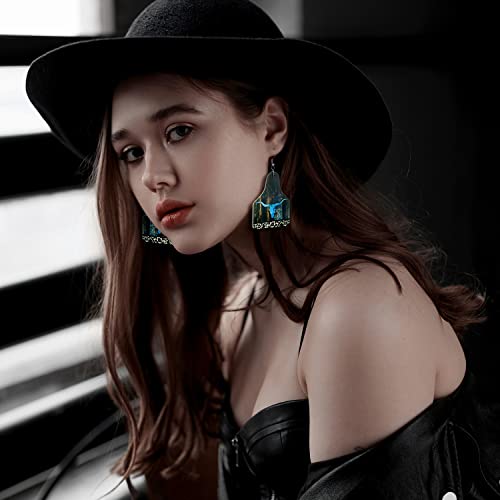 12 Pairs Western Earrings Set For Women Girls Boho Cowgirl Vintage Turquoise Print Leather Wood Teardrop Dangle Bohemian Cowboy Earring Jewelry #TOP6