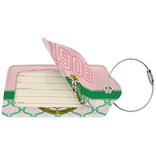 2 Pack Luggage Tags Pu Leather Baggage Tag Privacy Cover Id Label with Stainless Steel Loop Suitcase Travel Bag Labels Sorority Gifts for Women Sister2