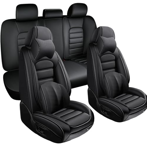 Image of Nappa Leather Seat Covers for Subaru Outback 2006-2024,Luxury Car Seat Covers Full Set,Waterproof Seat Protectors Auto Seat Covers,Breathable Nonslip Interior Cover Seats for Cars(Solid Black)