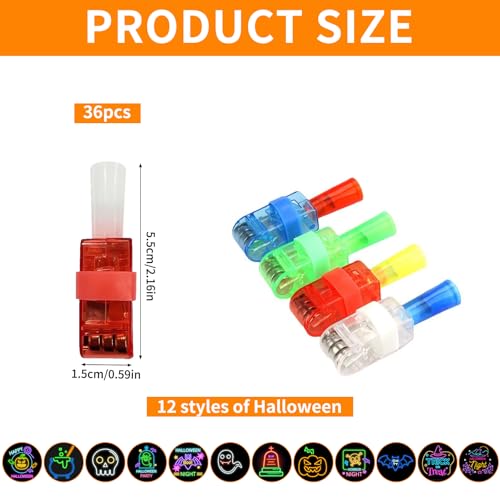 CHENBOOW Halloween Leuchtringe,36 Stück Finger Lampe,LED Fingerlichter,Leuchtende Ringe,LED Bunt Fingerlicht,Fingerring Leuchtringe,für Karneval,Fasching,Mottoparty,Halloween,Cosplay Party