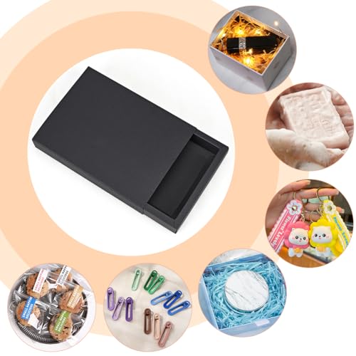 BENECREAT 10 Pack Kraft Paper Drawer Box 20x15x3cm Black Soap Jewelry Candy Treat Snacks Boxes Small Gift Boxes for Valentine's Day Wedding Party Favors, Gift Packaging by BENECREAT - Used condition - Image 6