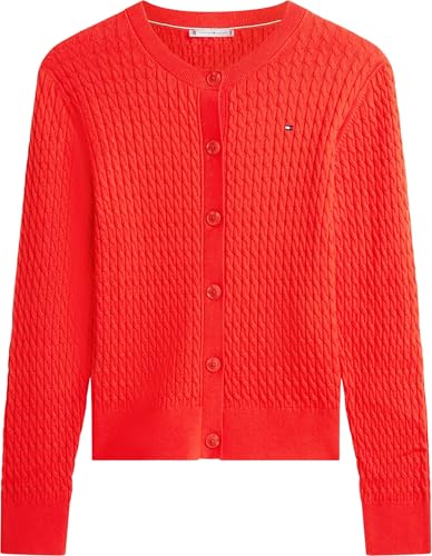 Tommy Hilfiger Damen Strickjacke Cardigan Zopfmuster, Rot (Fireworks), L 5